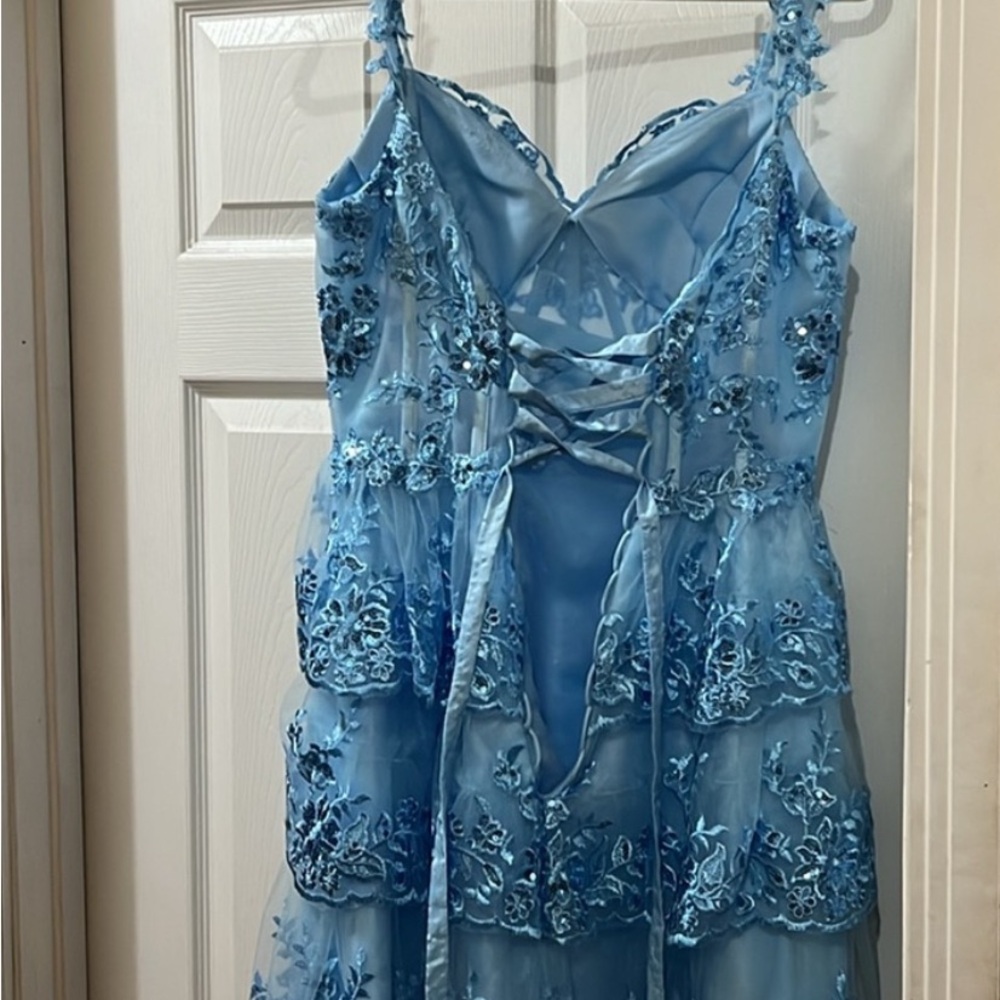 Elegant Blue Lace Dress